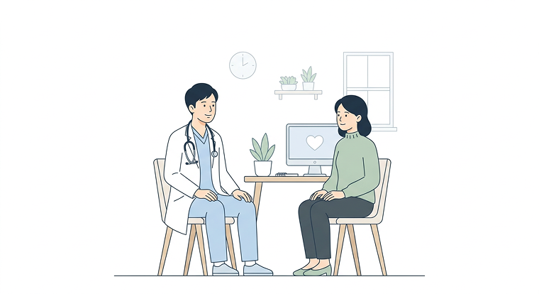 医師と患者様が面談しているイラスト